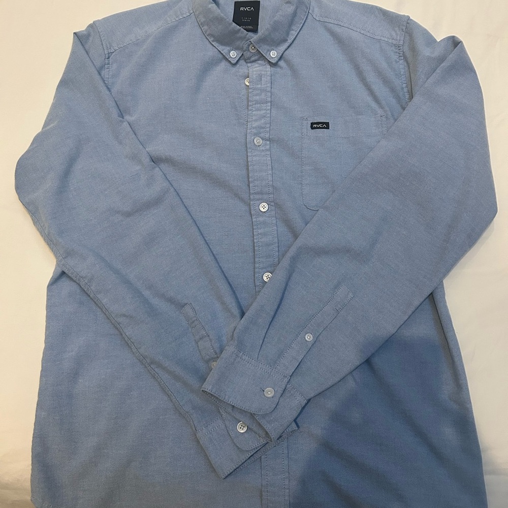RVCA Light Blue Casual Button Down Shirt